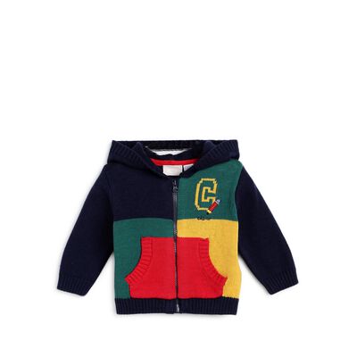 Boys Dark Blue Colorblocked Cardigan